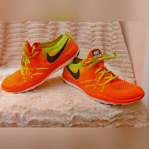 Nike Orange and Green free TR focus flynet Nike training running shoes